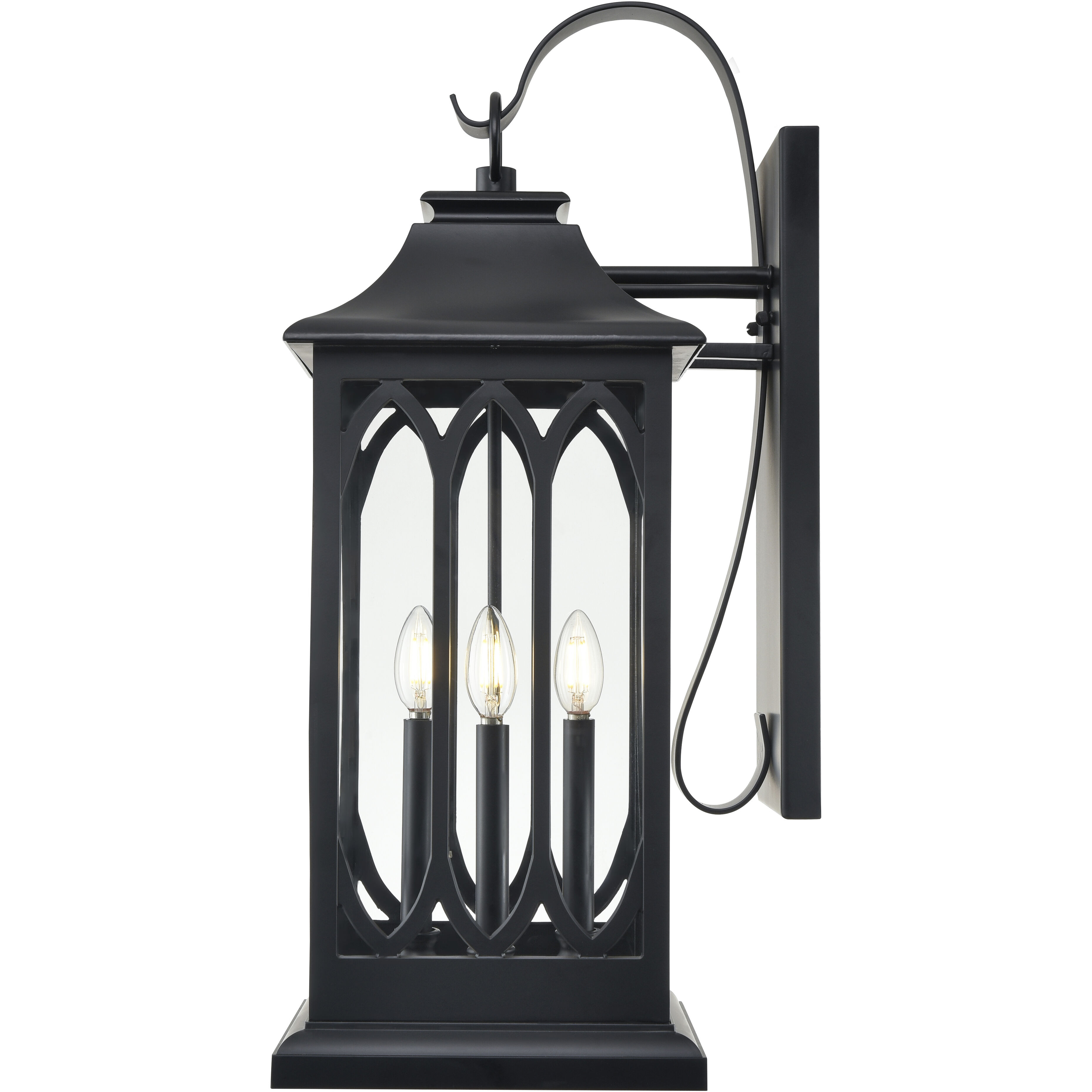 Mallorey 3 Light 28.25 inch Powder Coated Black Outdoor Wall Sconce